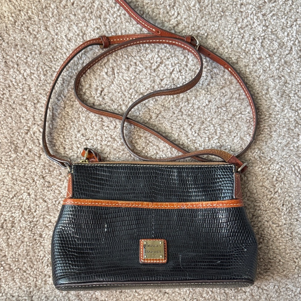 Dooney & Bourke Black Crossbody with Brown Trim